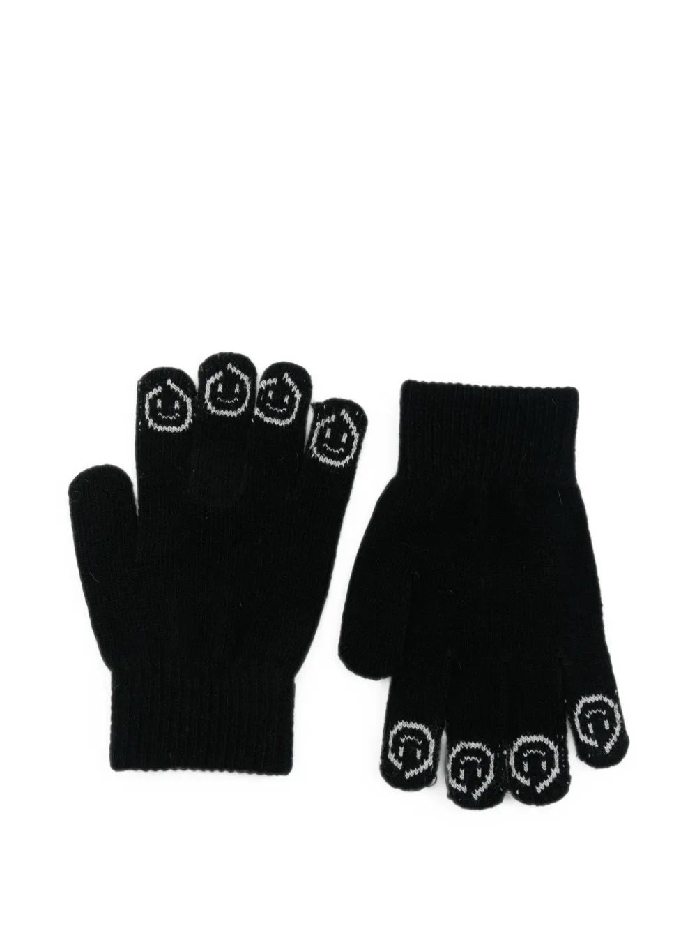 Molo Kaapo smiley-print knit gloves - Nero