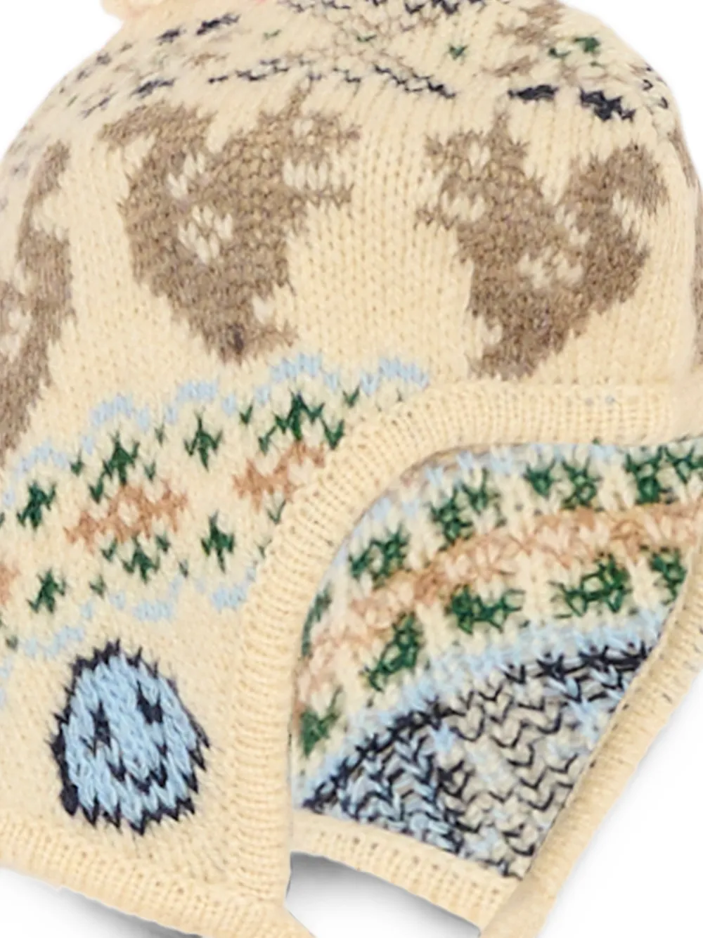 Molo Kikki squirrel-intarsia knitted hat Beige