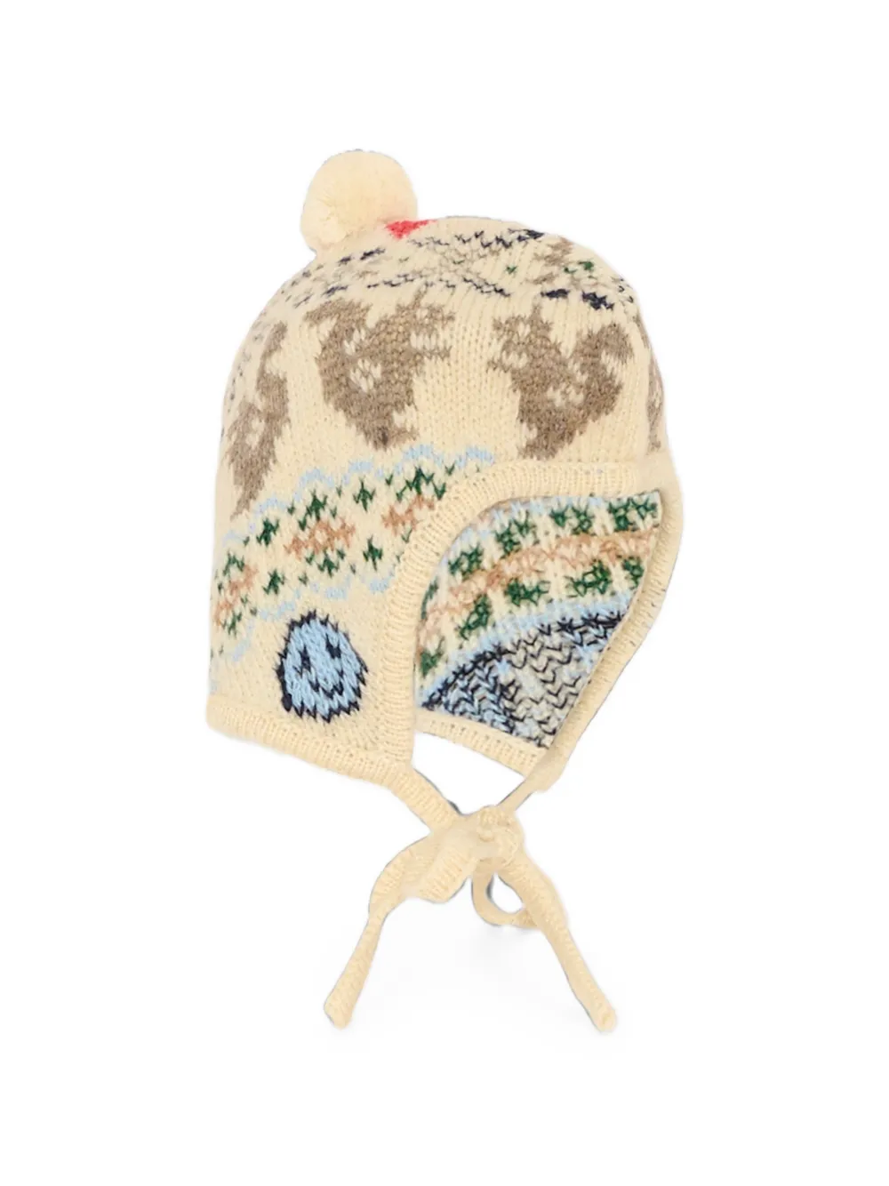 Molo Kikki squirrel-intarsia knitted hat Beige