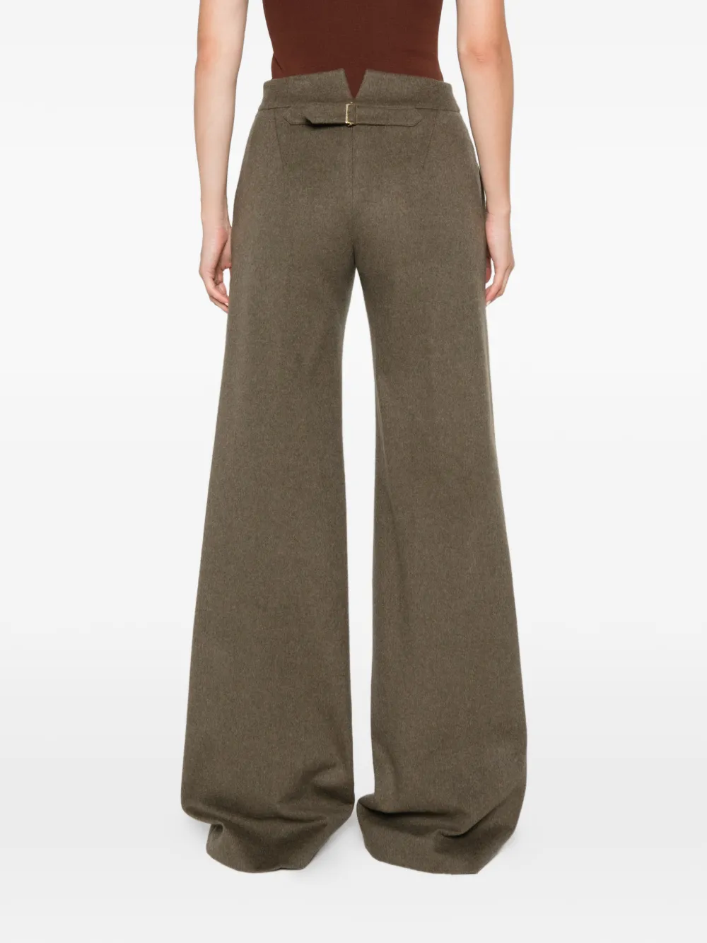 Ermanno Scervino buckle-detail wide-leg trousers Groen
