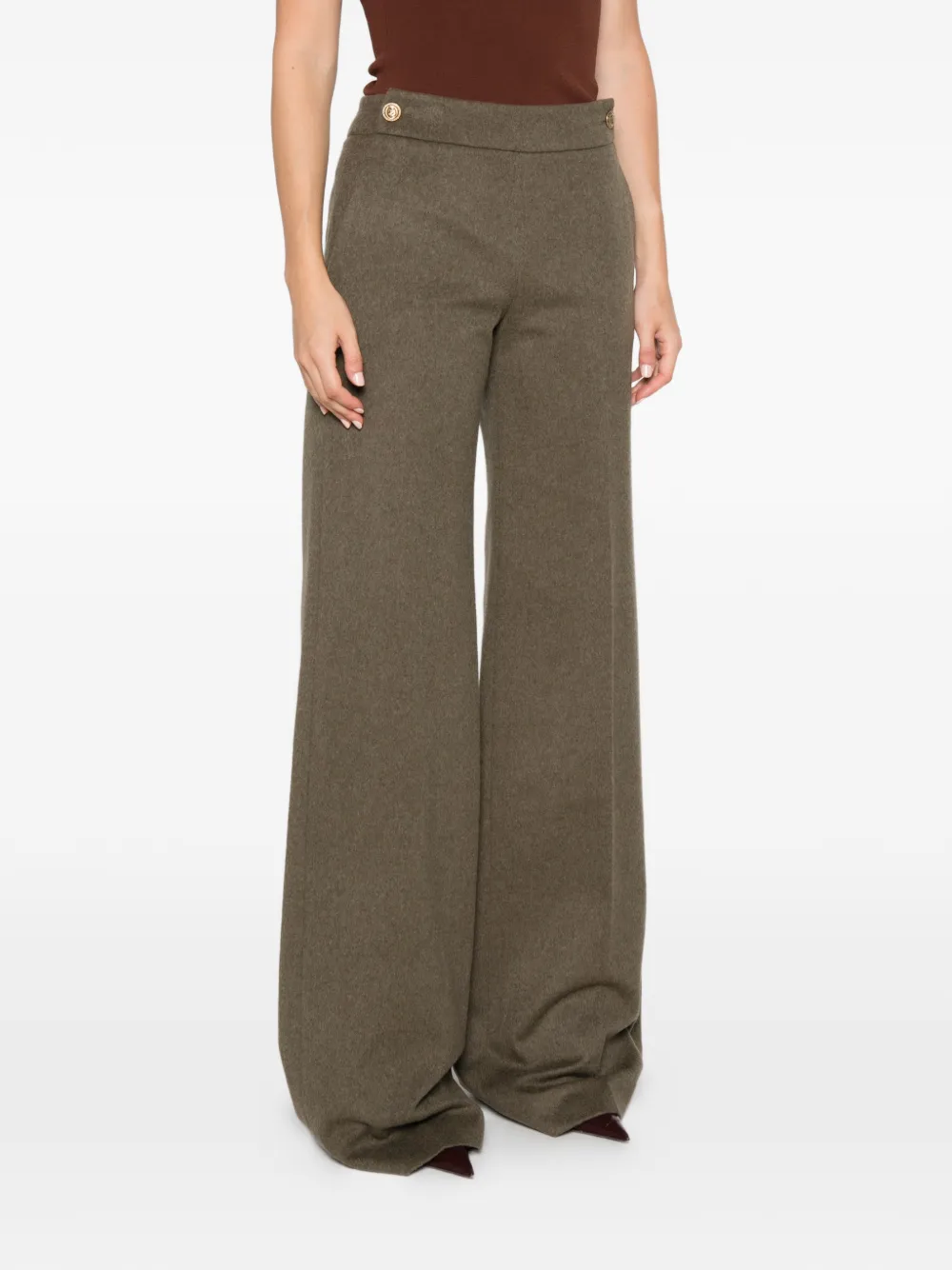 Ermanno Scervino buckle-detail wide-leg trousers Groen