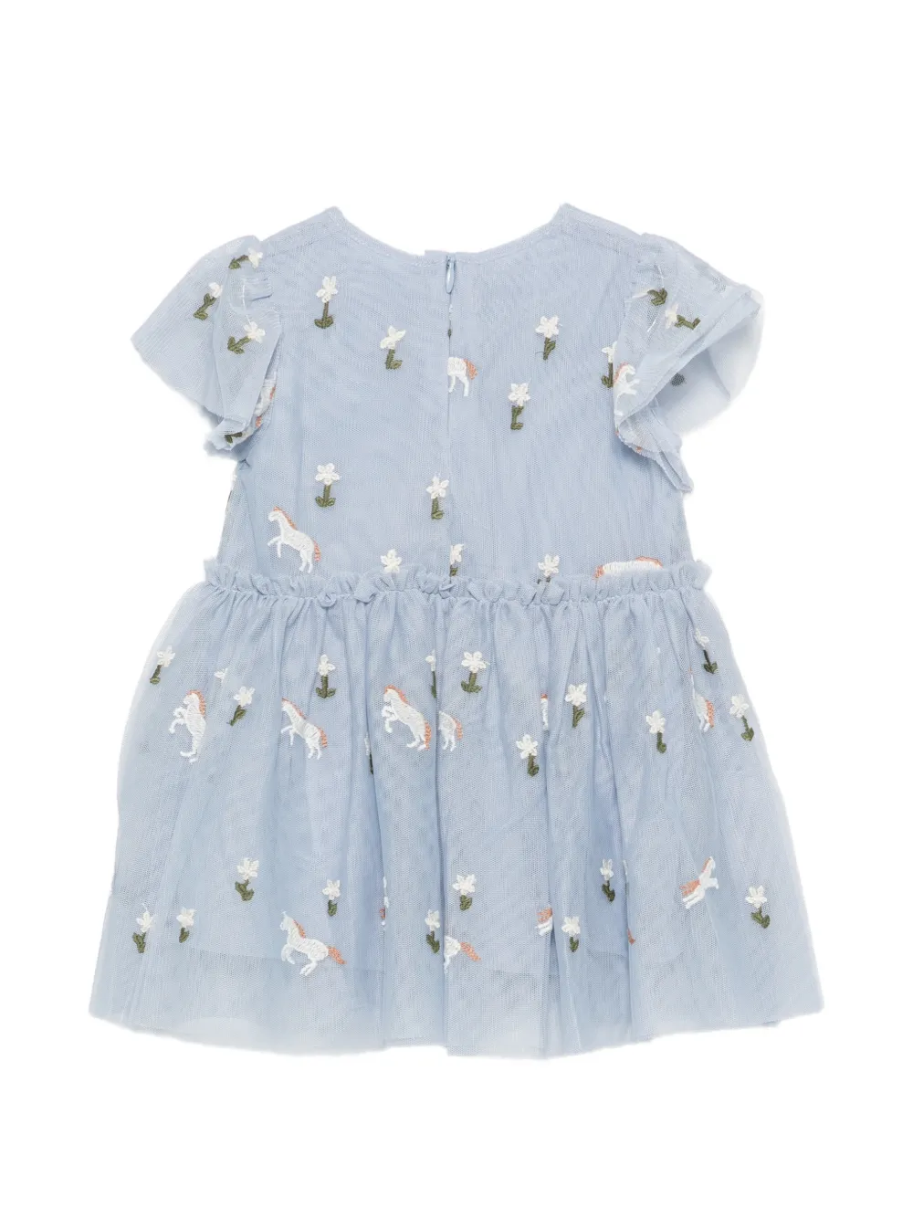 Stella McCartney Kids embroidered tulle dress Blauw