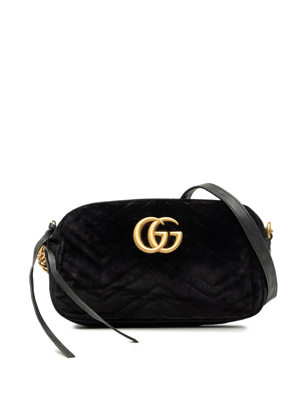 Gucci Pre-Owned 2016-2026 Small GG Marmont Matelasse Velvet crossbody bag - Nero