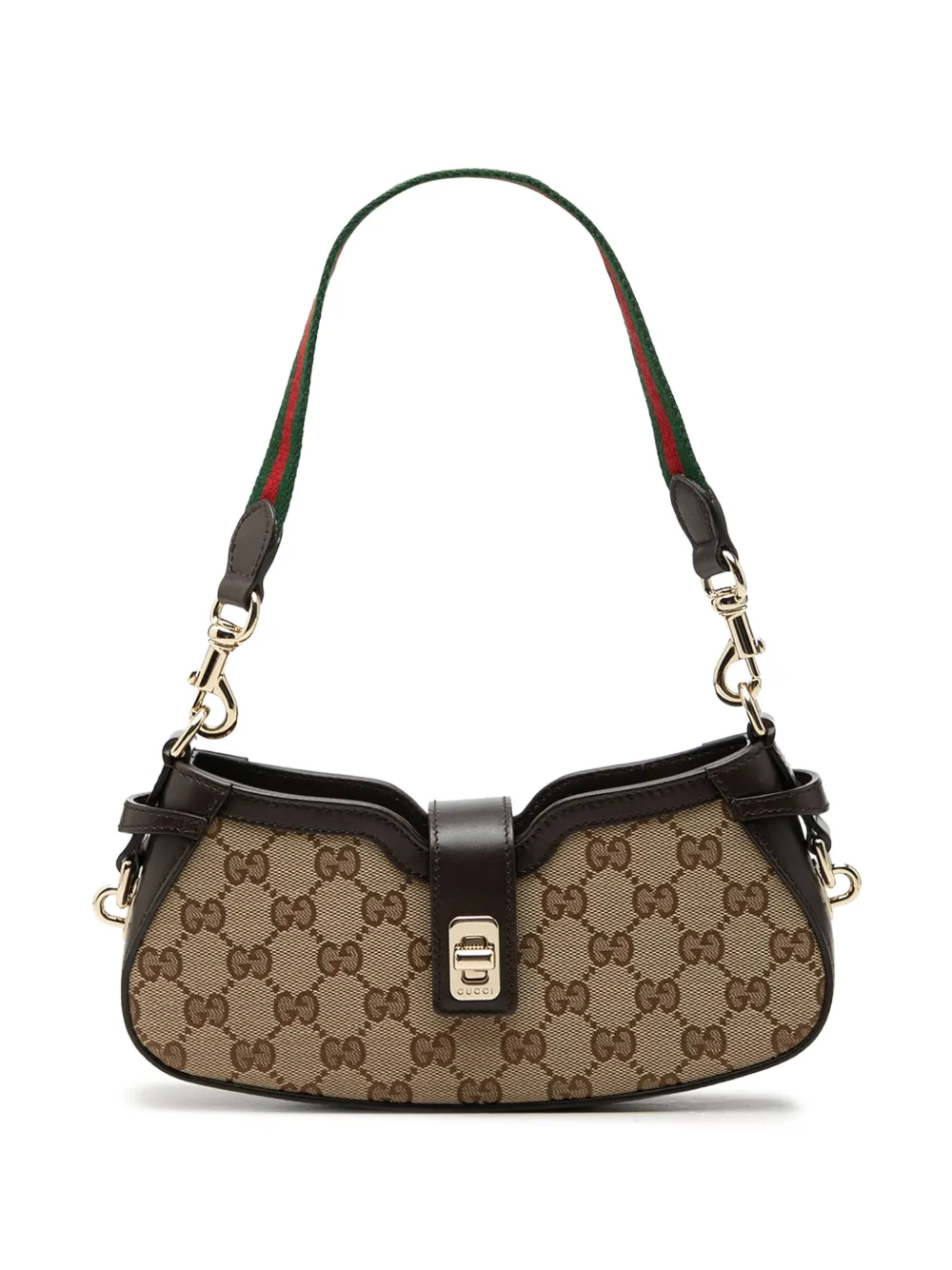 Gucci Pre-Owned 2016-2026 Mini GG Canvas Web Moon Side shoulder bag - Toni neutri