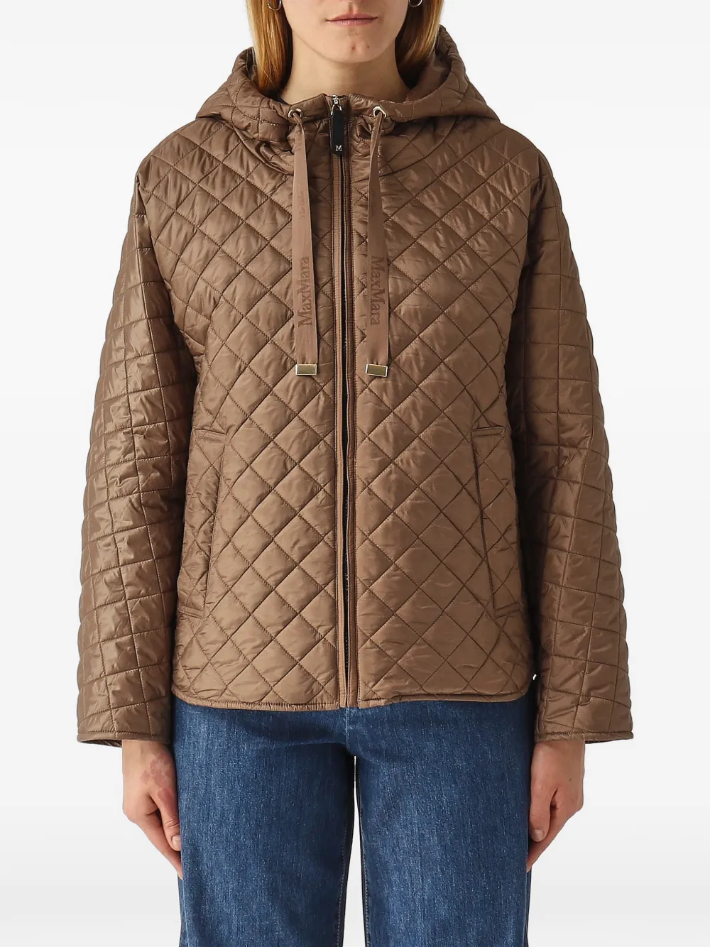 Max Mara quilted hooded jacket - Marrone