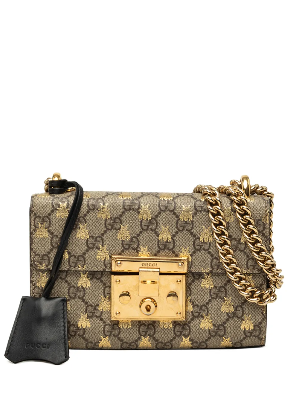 Gucci Pre-Owned 2016-2026 Small GG Supreme Bee Padlock crossbody bag - Toni neutri