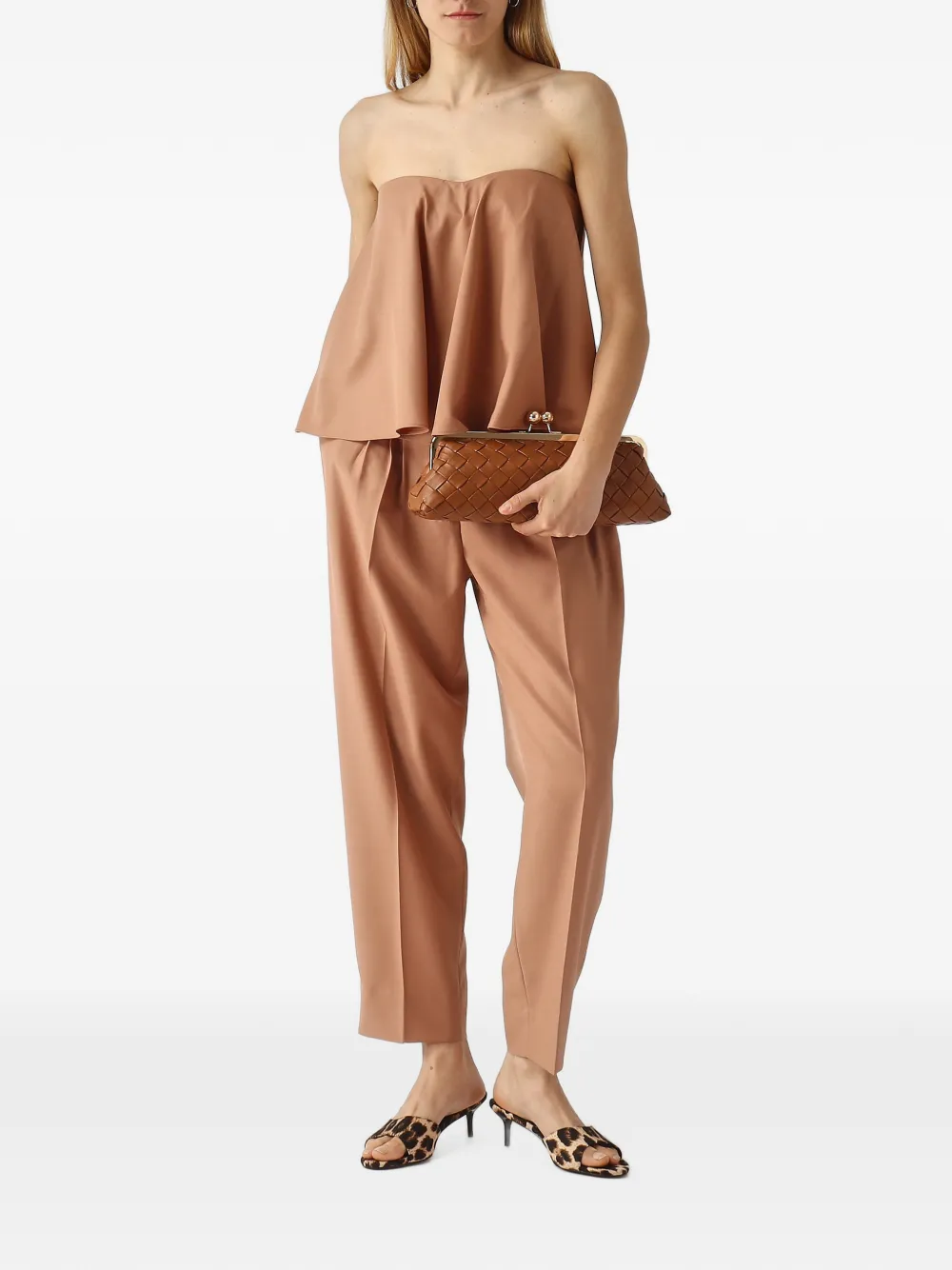 TWINSET Gelaagde strapless top Beige
