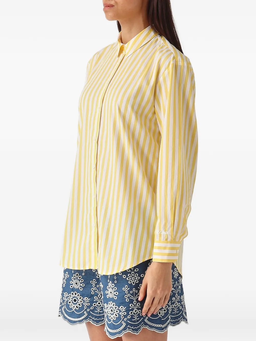 MC2 Saint Barth Brigitte gestreepte katoenen blouse Geel