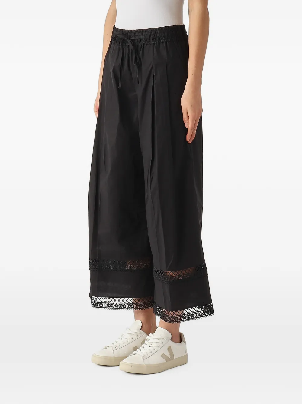 TWINSET Plooiroek met kanten afwerking Zwart