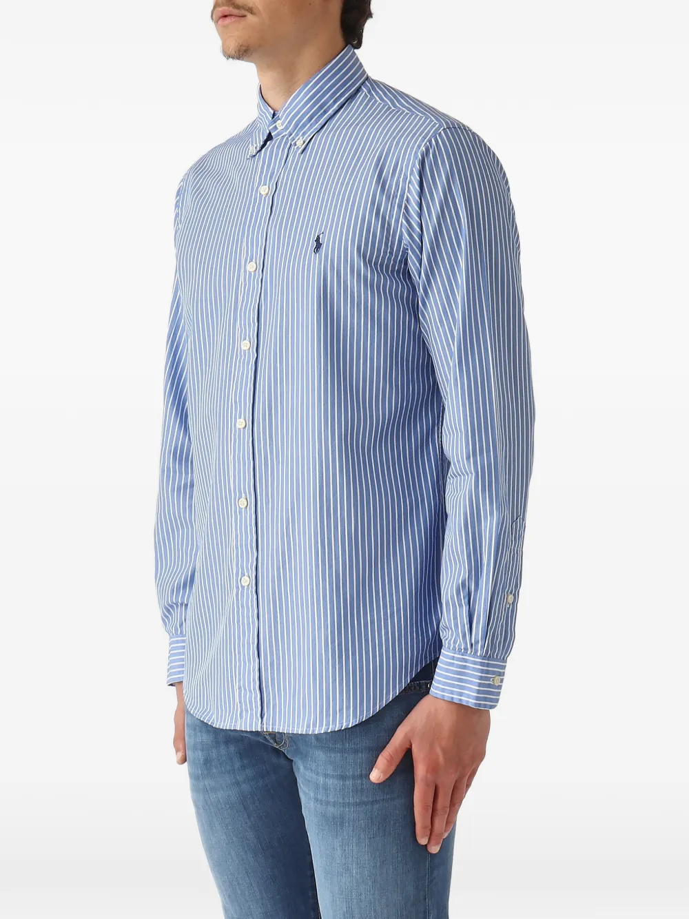 Polo Ralph Lauren Classic-fit katoenen-shirt met verticale streep Blauw