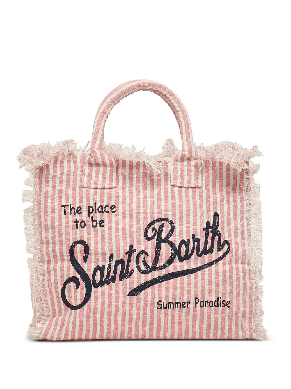 MC2 Saint Barth Vanity gestreepte shopper met franje Roze