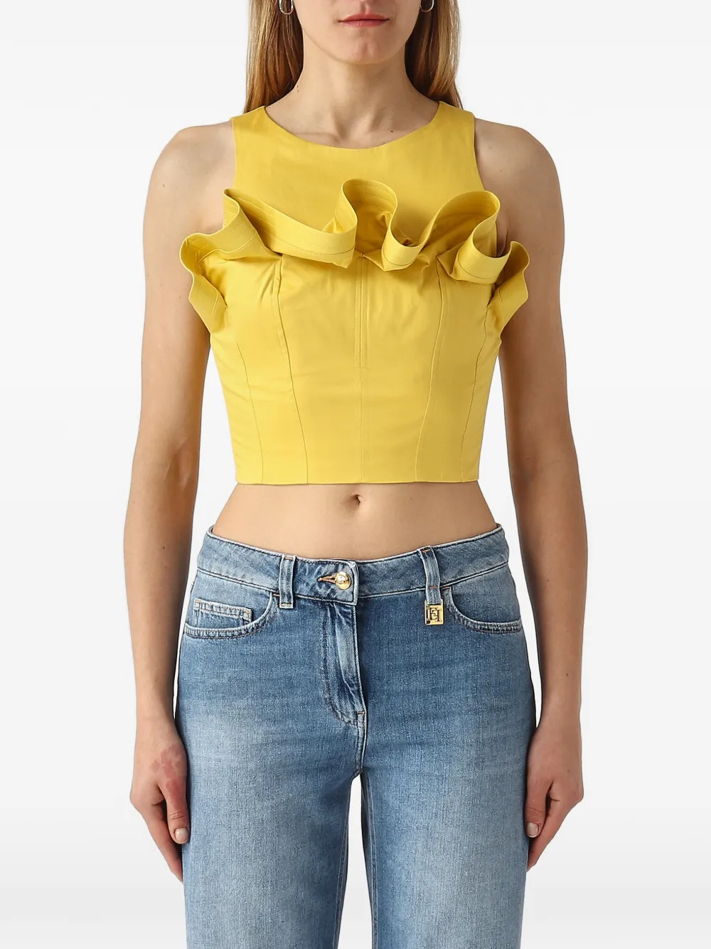 Elisabetta Franchi ruffled-detail cropped tank top