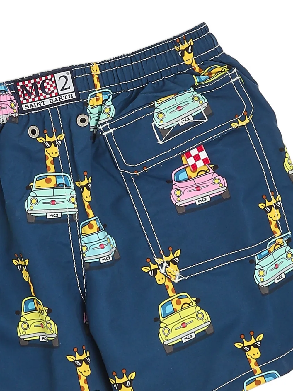 MC2 Saint Barth Kids Zwembroek met giraffe-print en trekkoord Blauw