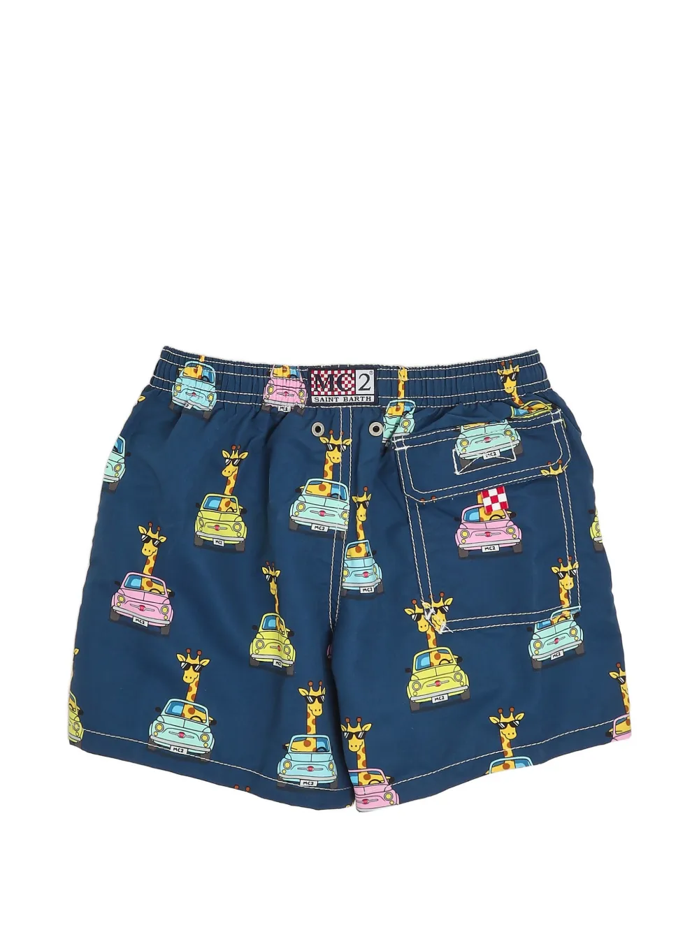 MC2 Saint Barth Kids Zwembroek met giraffe-print en trekkoord Blauw