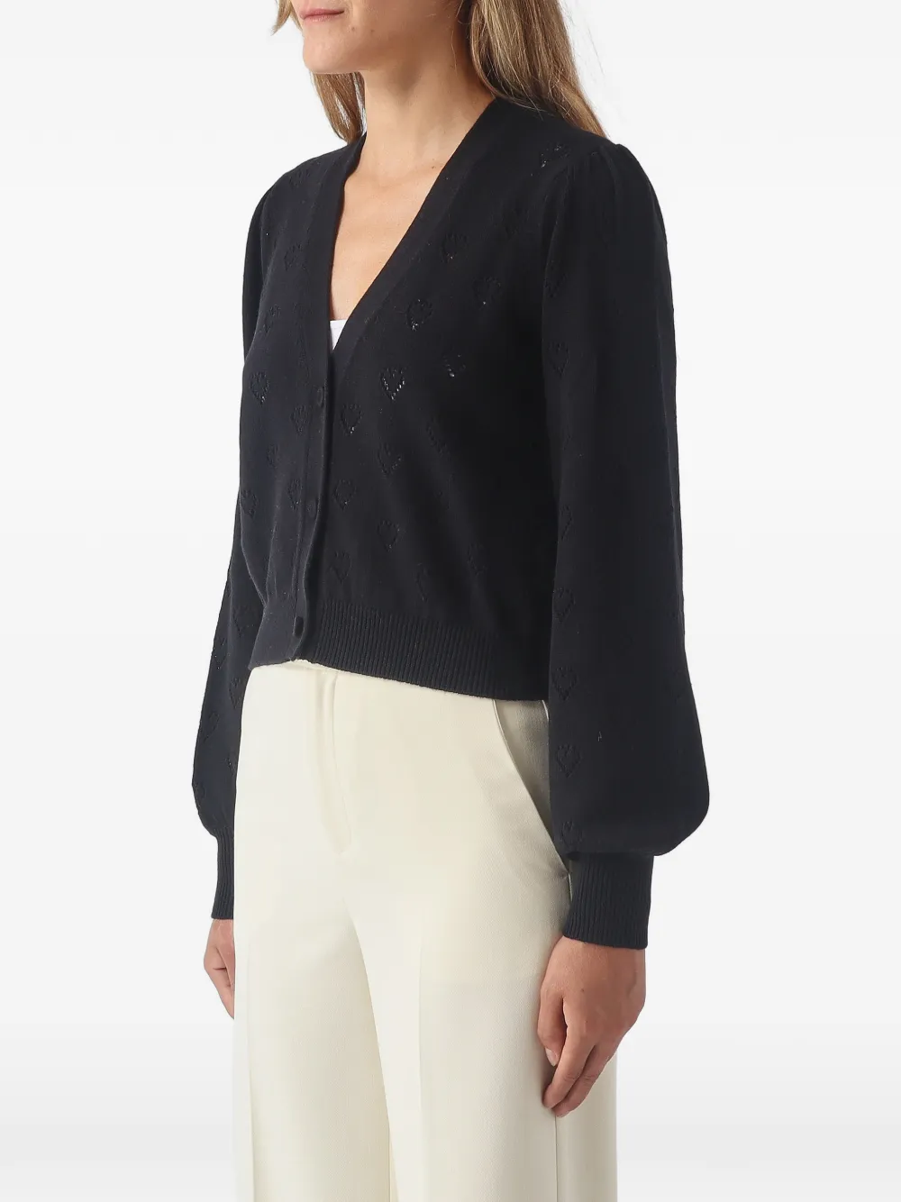 TWINSET knit cardigan with heart pattern Zwart