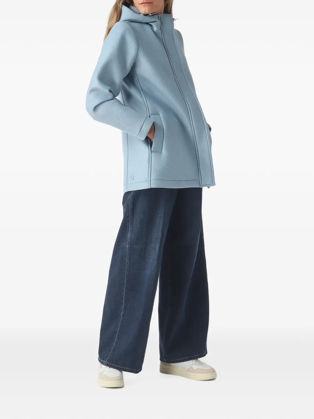 Colmar Jas met enkele rij knopen en capuchon en rits Blauw