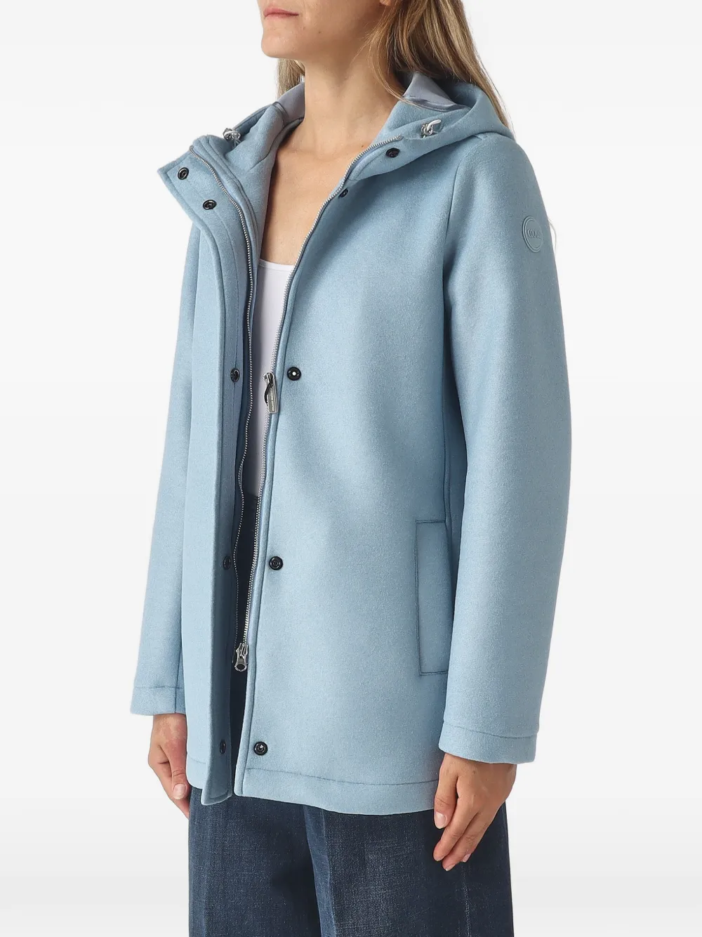 Colmar Jas met enkele rij knopen en capuchon en rits Blauw