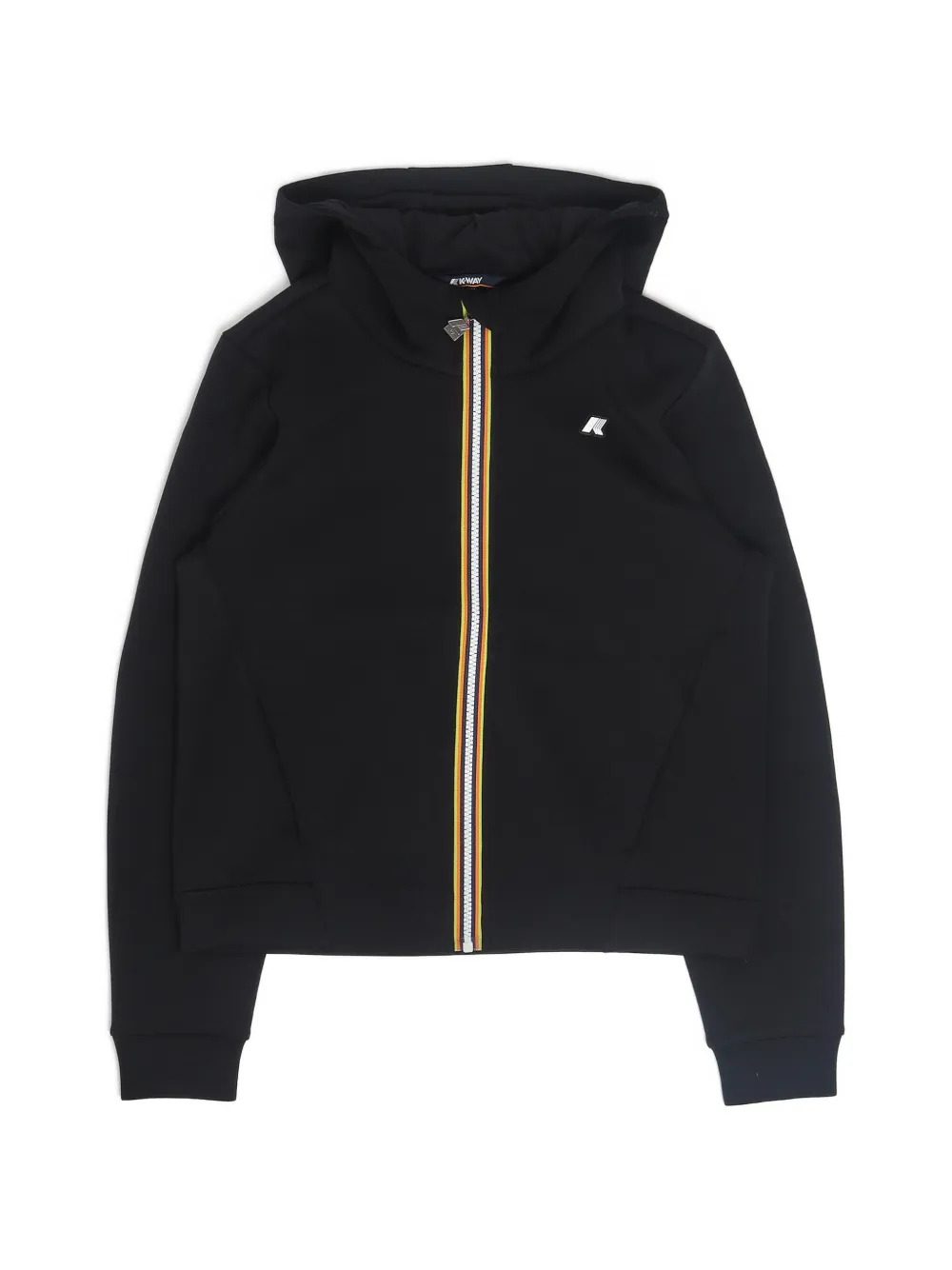 K Way Kids logo-patch zip-up hoodie - Nero