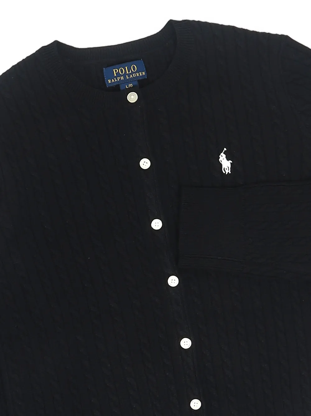 POLO RALPH LAUREN KIDS mini-cable cotton cardigan Zwart