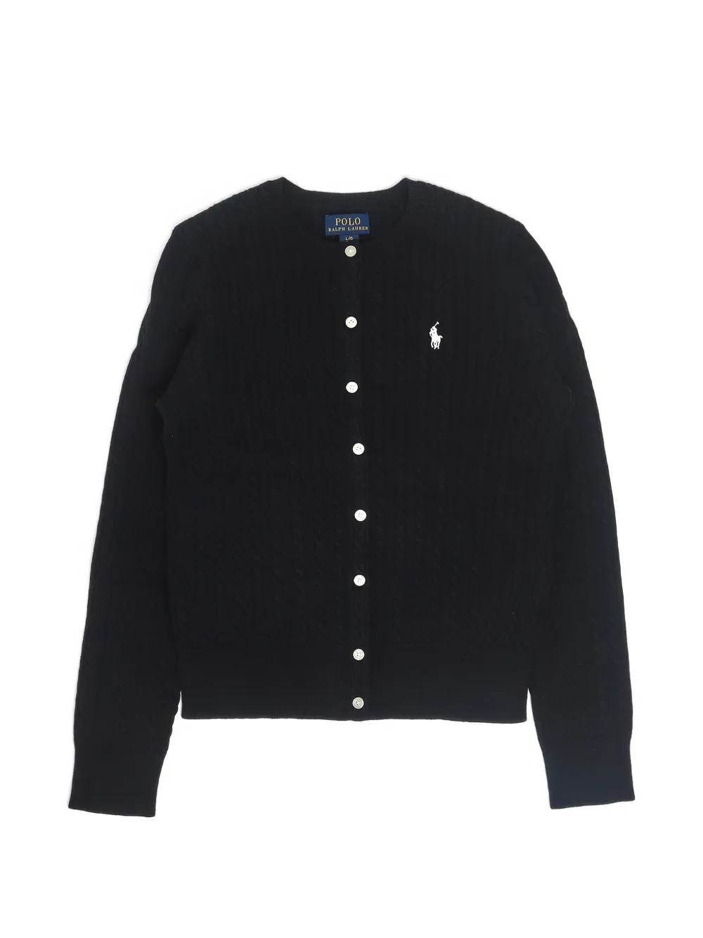 POLO RALPH LAUREN KIDS mini-cable cotton cardigan Zwart
