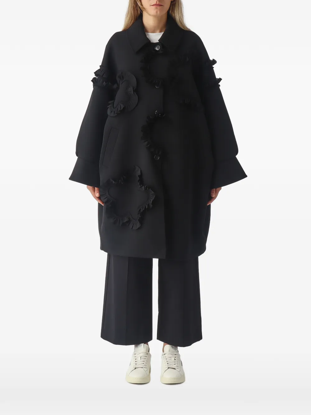 MeimeiJ ruffled floral-appliqué coat
