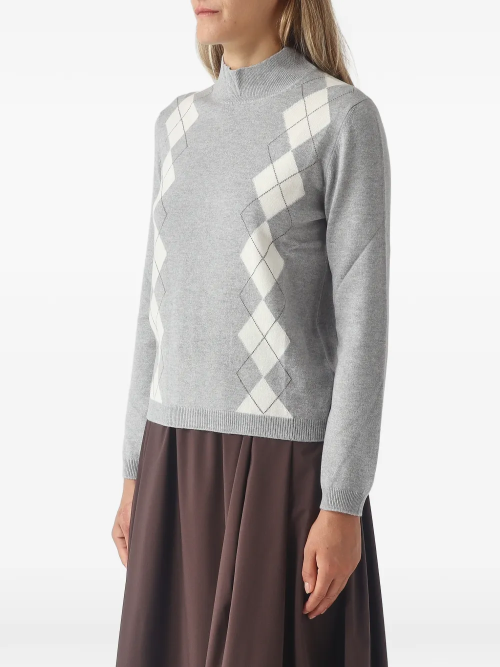 Gran Sasso Trui met argyle-patroon Grijs