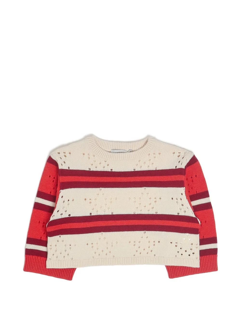 Stella McCartney Kids striped pointelle-knit sweater - Toni neutri