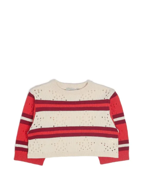 Stella McCartney Kids striped pointelle-knit sweater