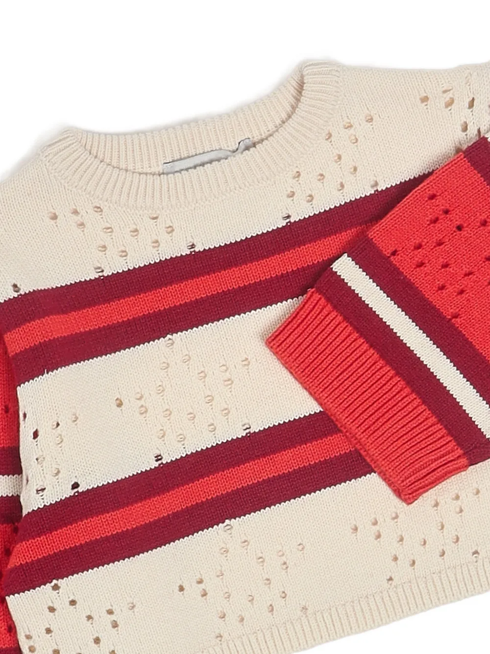 Stella McCartney Kids Pointelle gebreide trui met strepen Beige