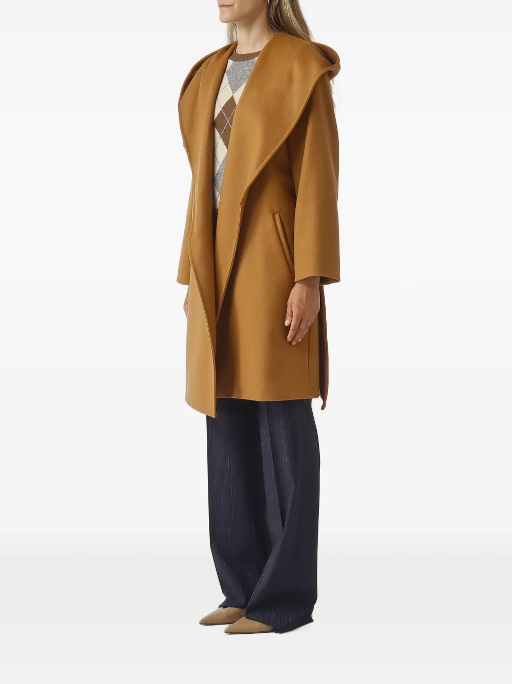 Max Mara hooded belted coat Bruin