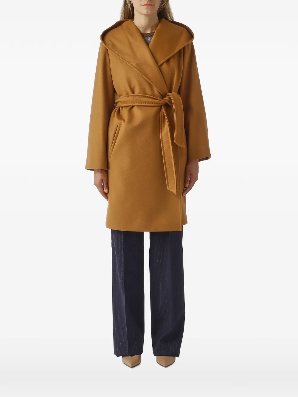 Max Mara hooded belted coat - Marrone
