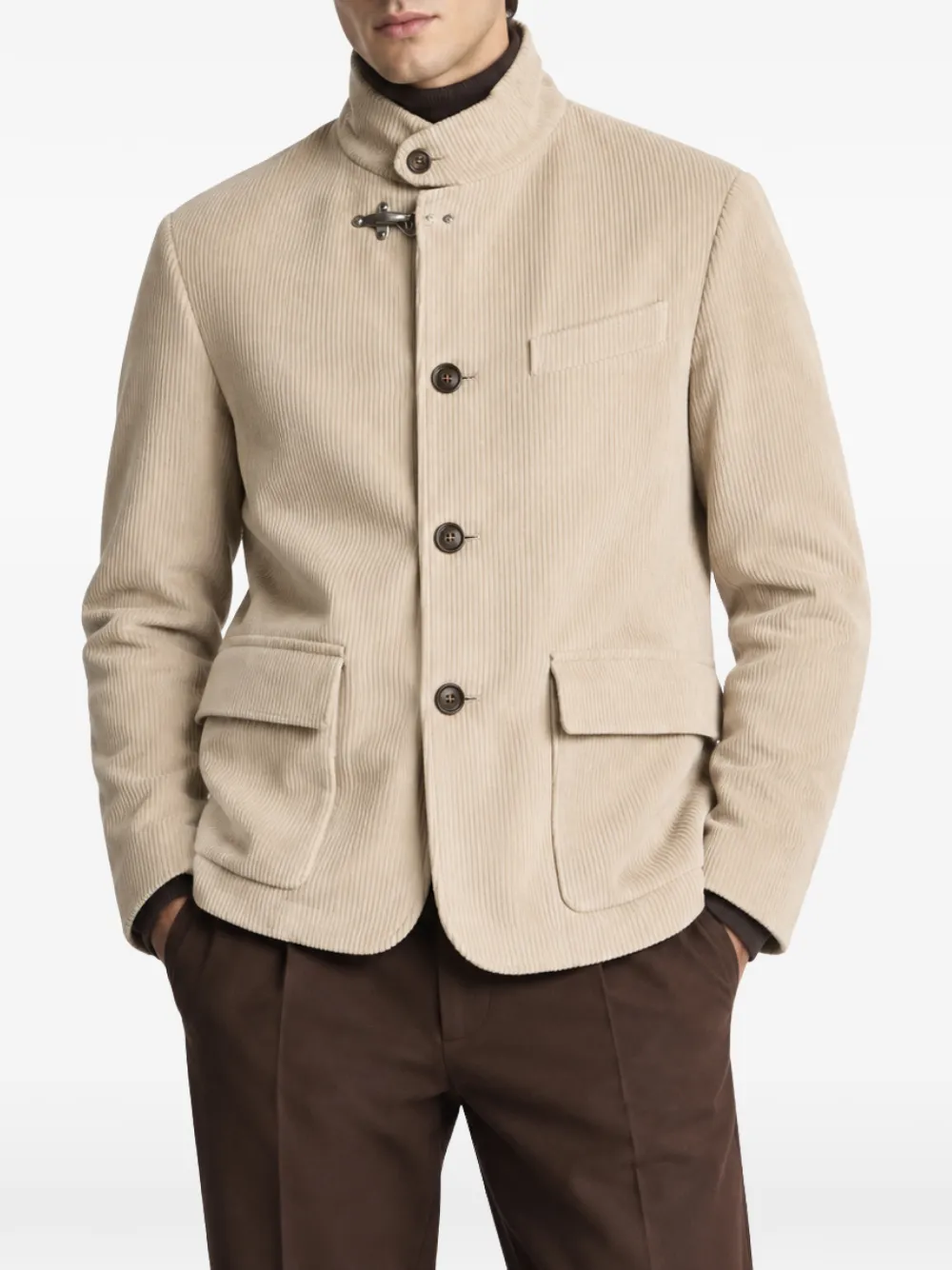 Fay Ribfluwelen jack met karabijnhaak Beige