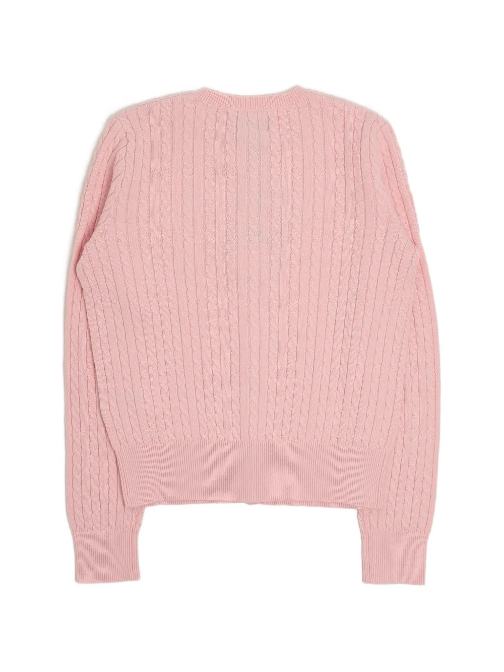 POLO RALPH LAUREN KIDS cable-knit embroidered-logo cardigan Roze