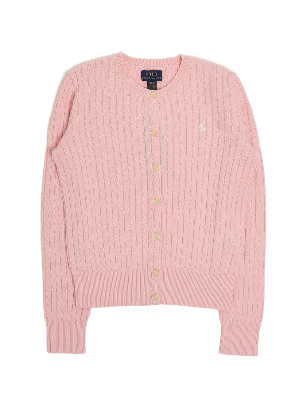 POLO RALPH LAUREN KIDS cable-knit embroidered-logo cardigan - Rosa