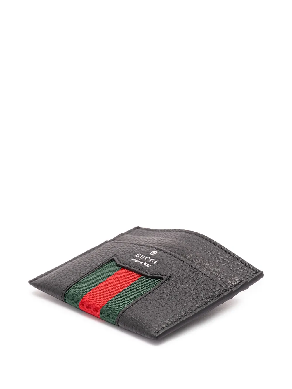 Gucci Pasjeshouder van bewerkt leer met Web-detail Zwart