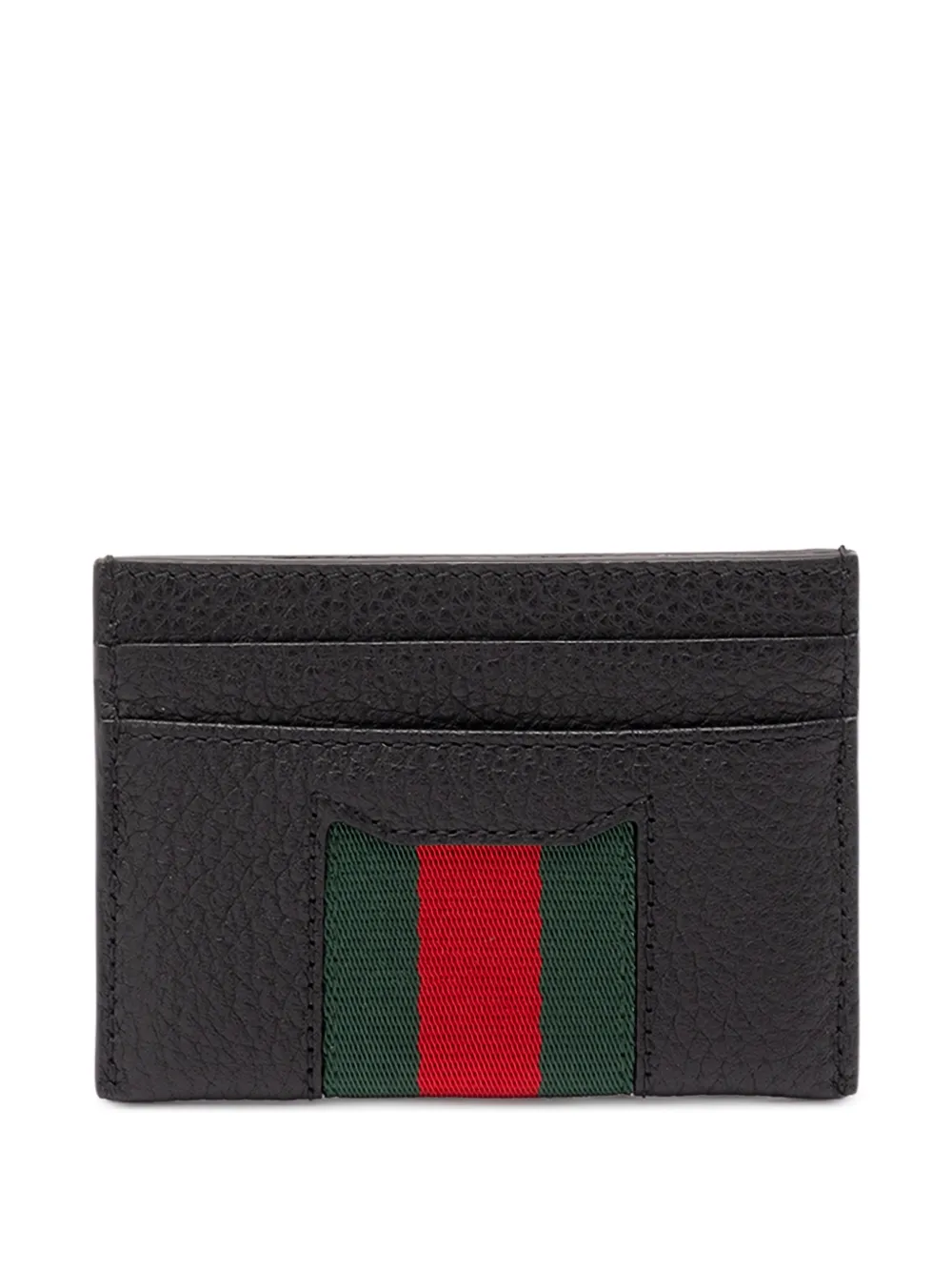 Gucci Pasjeshouder van bewerkt leer met Web-detail Zwart