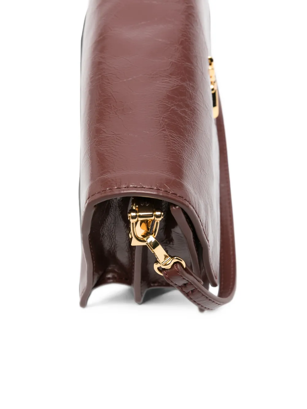 Patrizia Pepe Gekreukte leren crossbodytas Bruin