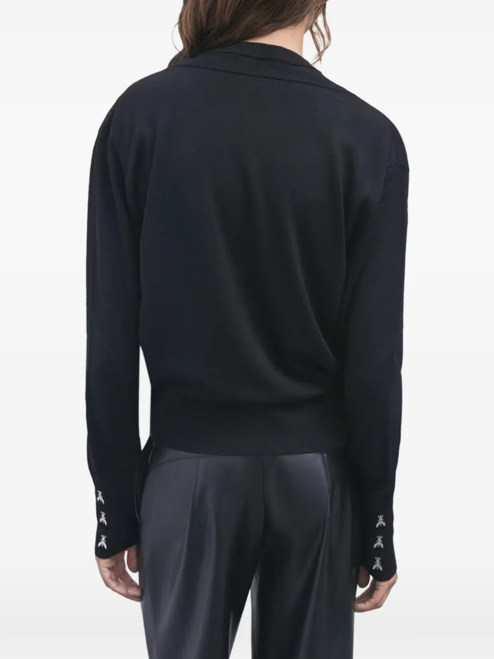 Patrizia Pepe layered-effect Fly-embroidered sweater Zwart