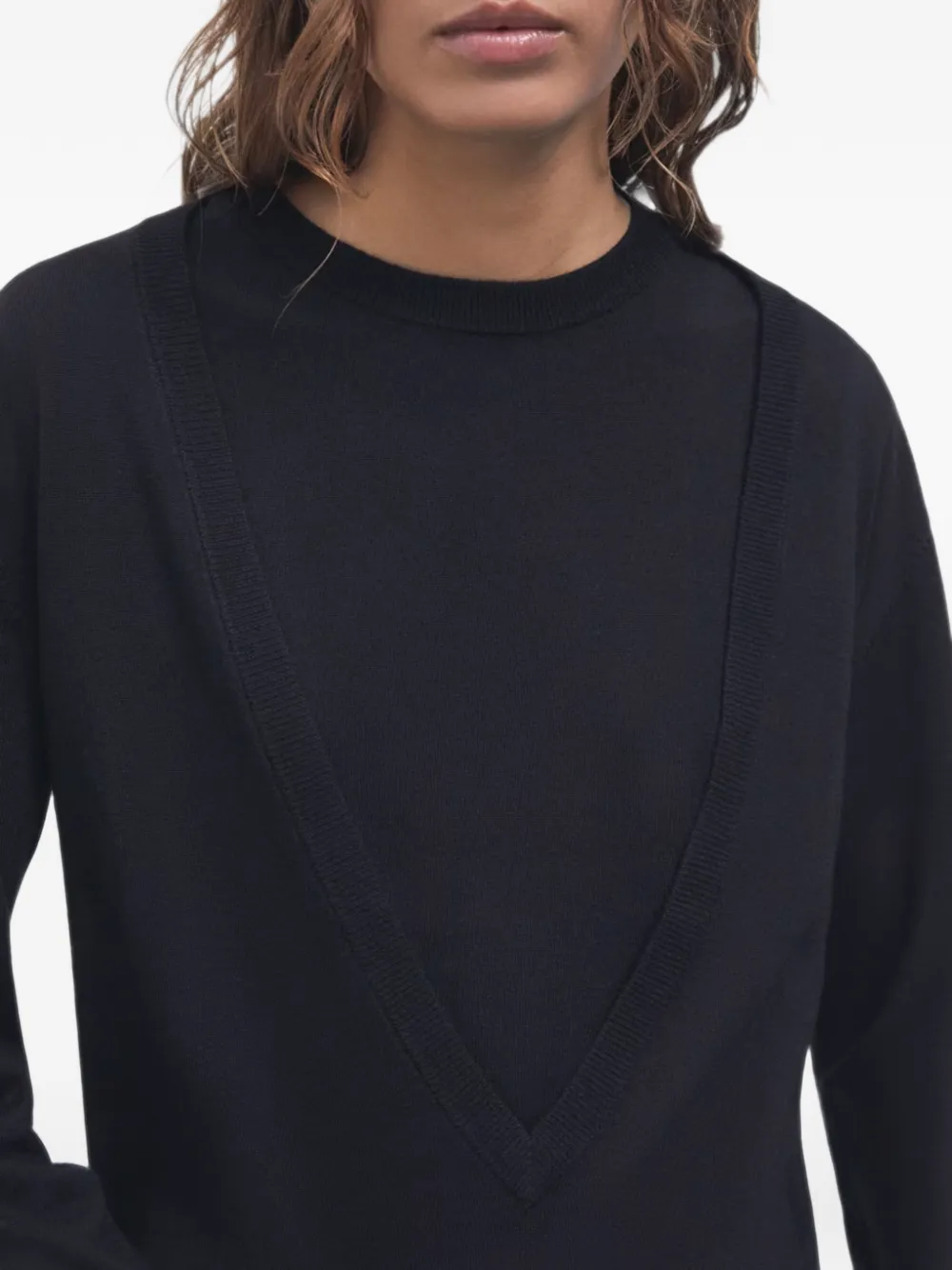Patrizia Pepe layered-effect Fly-embroidered sweater Zwart