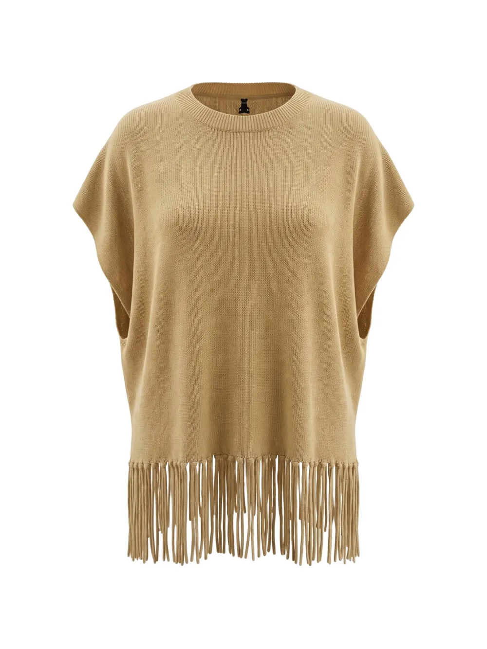 Patrizia Pepe fringe-trim knitted poncho · OS
