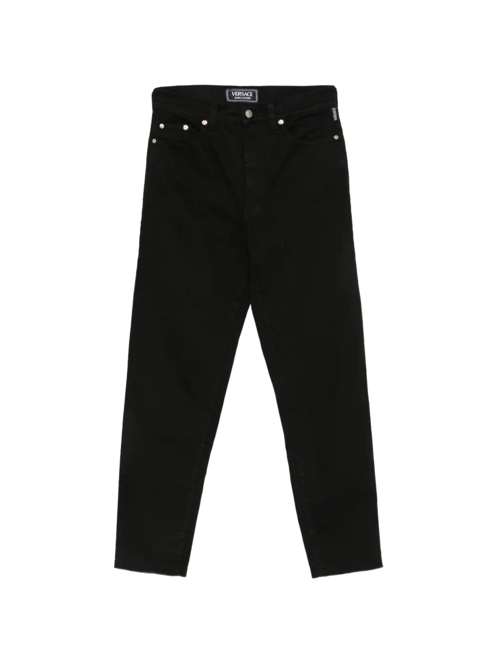 Pre-owned Versace 2000s Logo-patch Jeans In Black