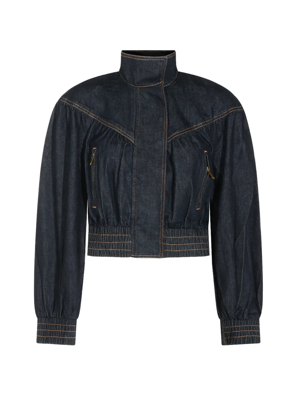 ZIMMERMANN high-neck cropped denim jacket