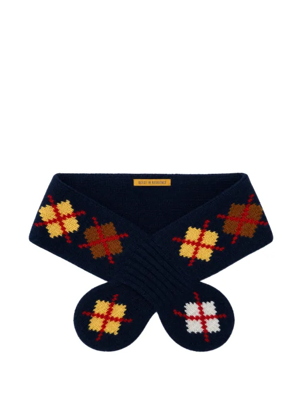 Guest In Residence Argyle-intarsia Cashmere Scarf in Blue