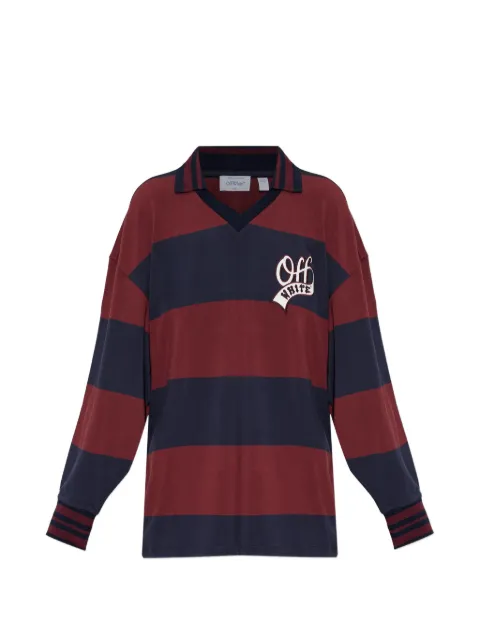 Off-White logo-patch striped polo shirt