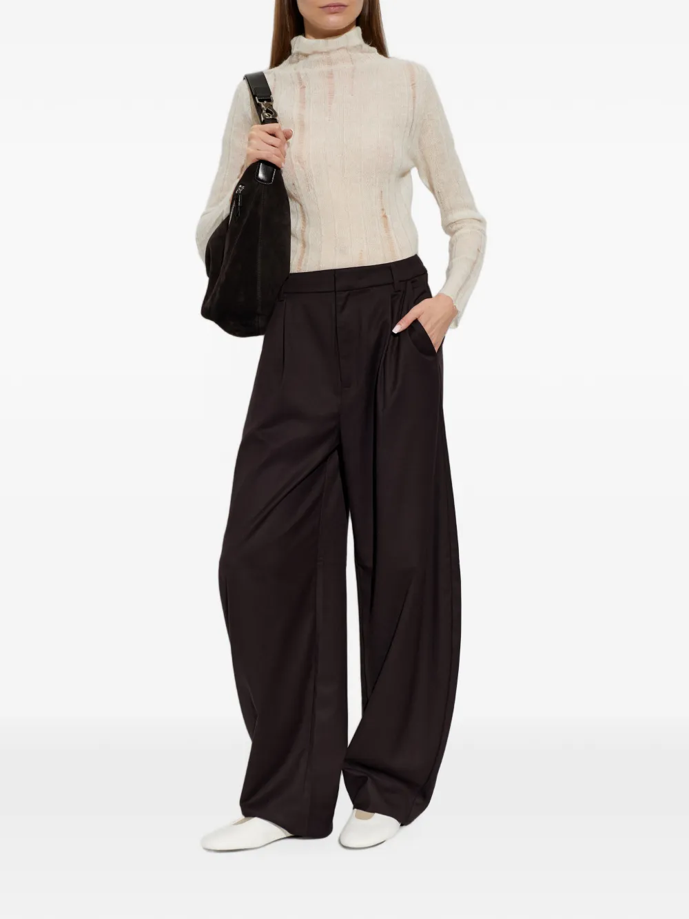Fabiana Filippi laddered roll-neck sweater Beige