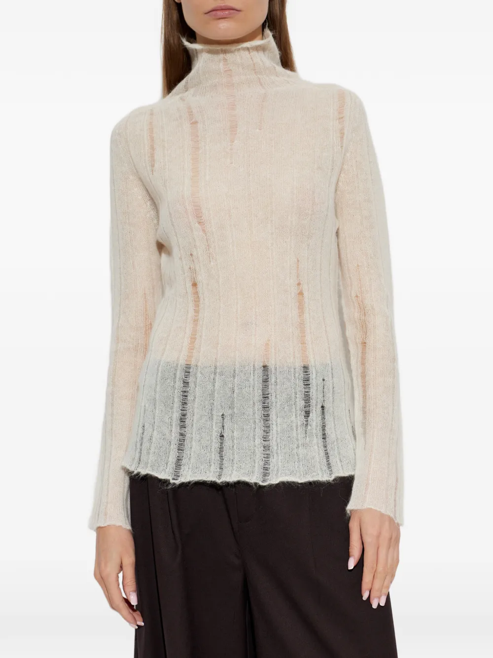 Fabiana Filippi laddered roll-neck sweater Beige