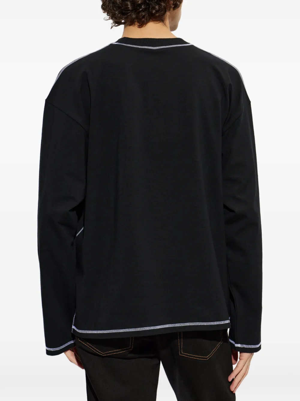 Versace Stretch katoenen-jersey T-shirt met geborduurd logo Zwart