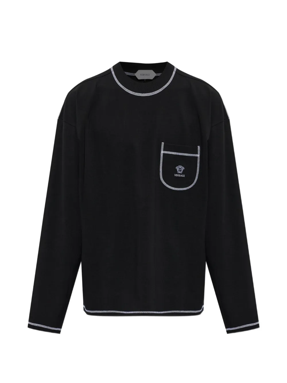 Versace embroidered-logo stretch cotton jersey t-shirt | Black | Image 1