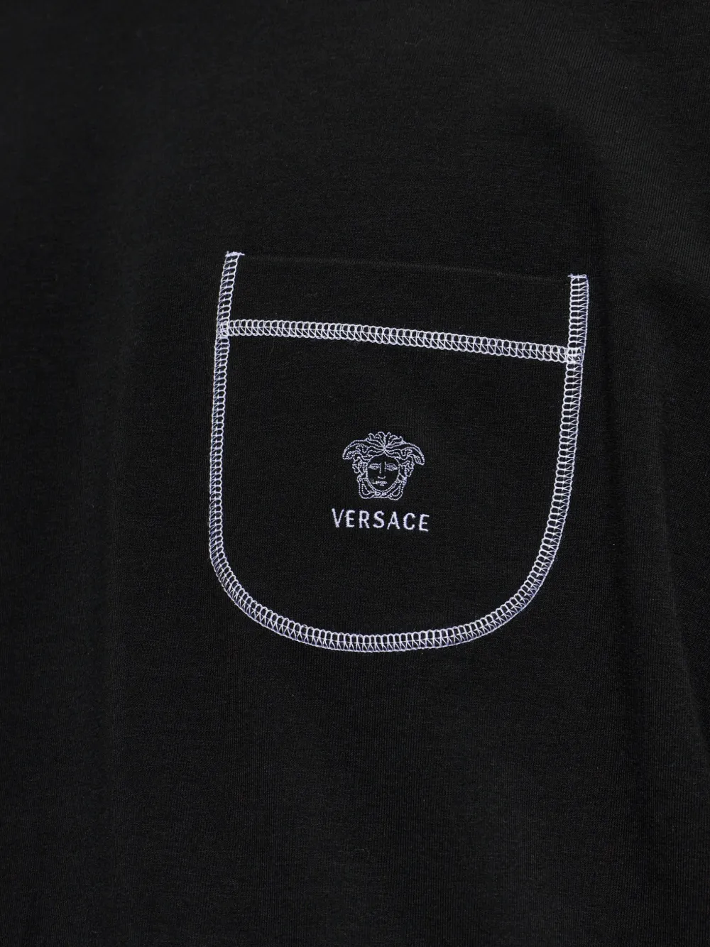 Versace Stretch katoenen-jersey T-shirt met geborduurd logo Zwart