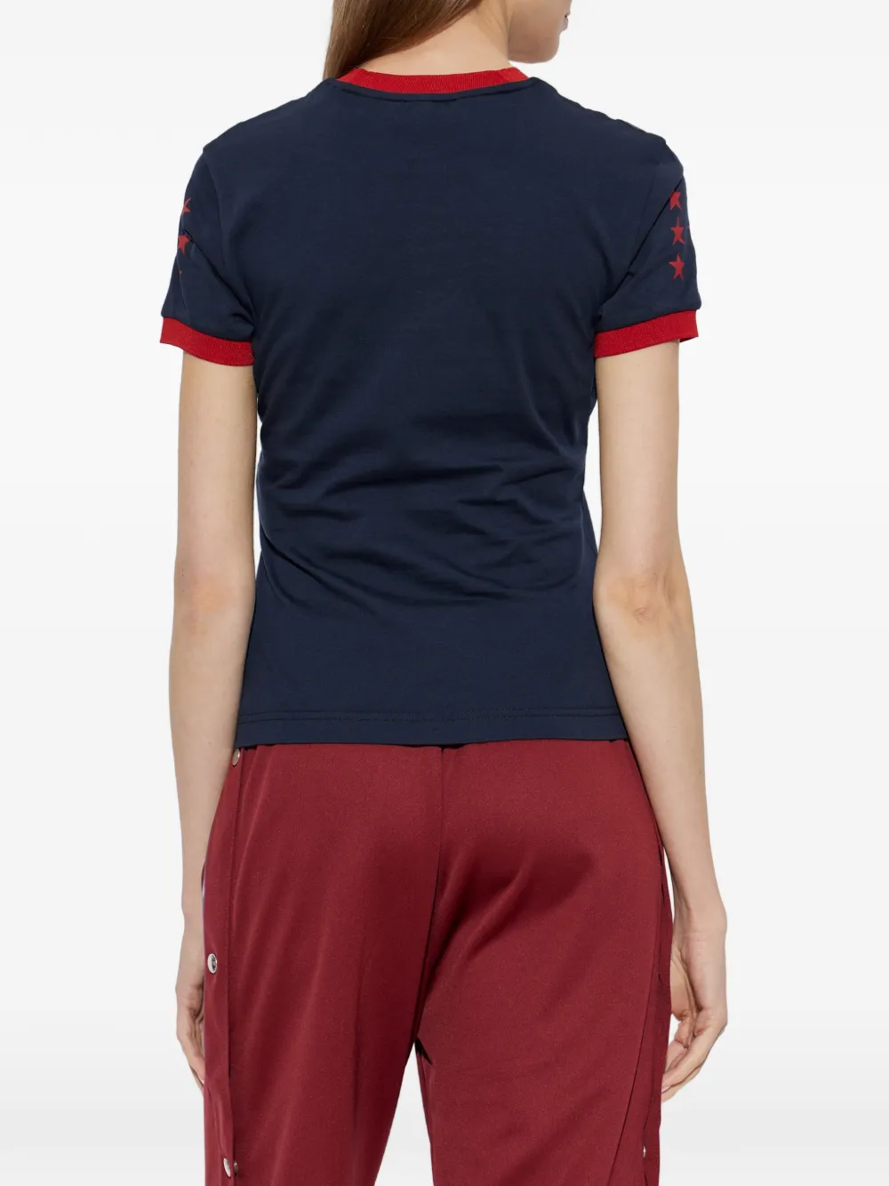 Off-White logo-embroidered star-print T-shirt Blauw